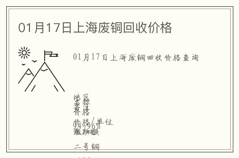 01月17日上海廢銅回收價(jià)格
