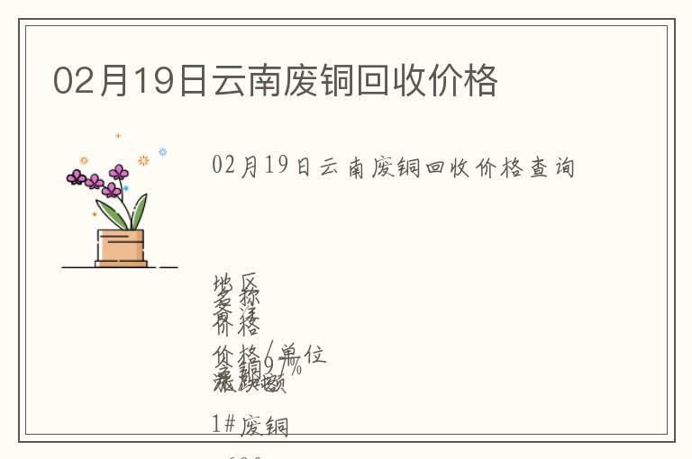 02月19日云南廢銅回收價(jià)格