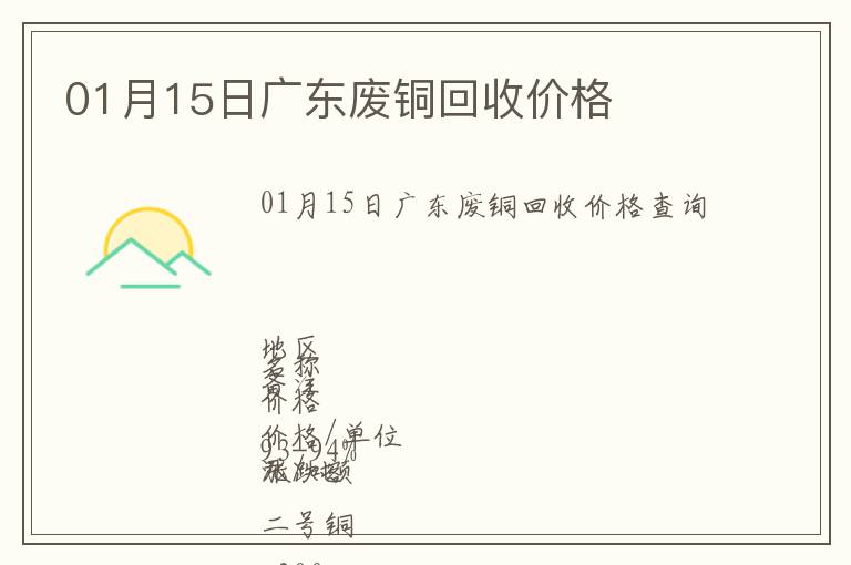 01月15日廣東廢銅回收價(jià)格