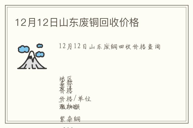 12月12日山東廢銅回收價(jià)格