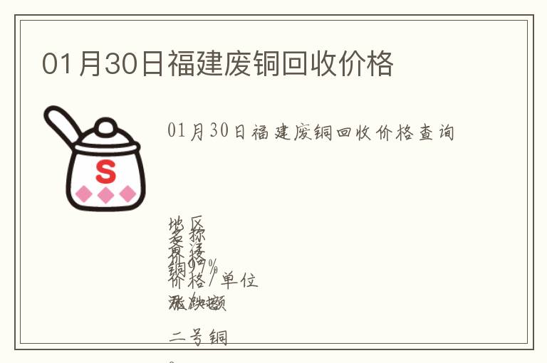 01月30日福建廢銅回收價(jià)格