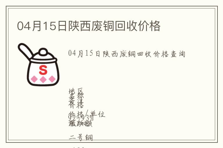 04月15日陜西廢銅回收價(jià)格