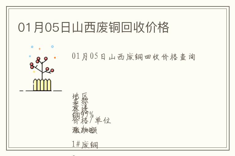 01月05日山西廢銅回收價(jià)格