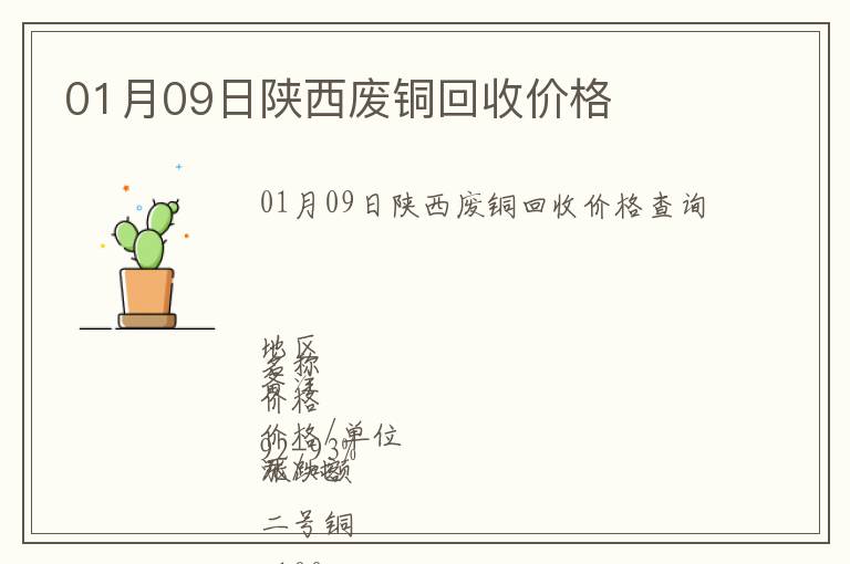 01月09日陜西廢銅回收價(jià)格