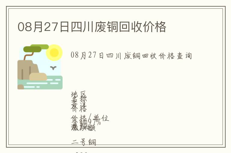 08月27日四川廢銅回收價格