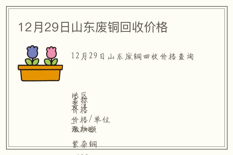 12月29日山東廢銅回收價(jià)格