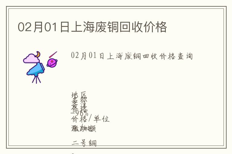 02月01日上海廢銅回收價格