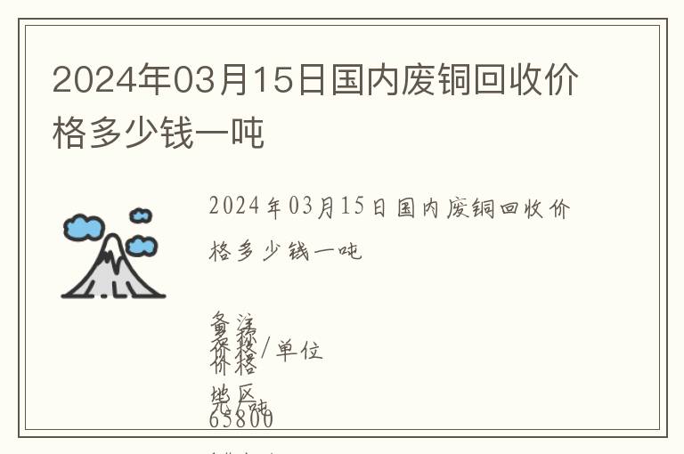 2024年03月15日國內(nèi)廢銅回收價格多少錢一噸