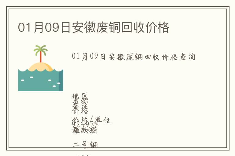 01月09日安徽廢銅回收價(jià)格