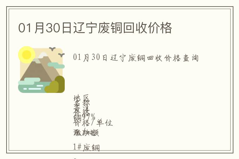 01月30日遼寧廢銅回收價格