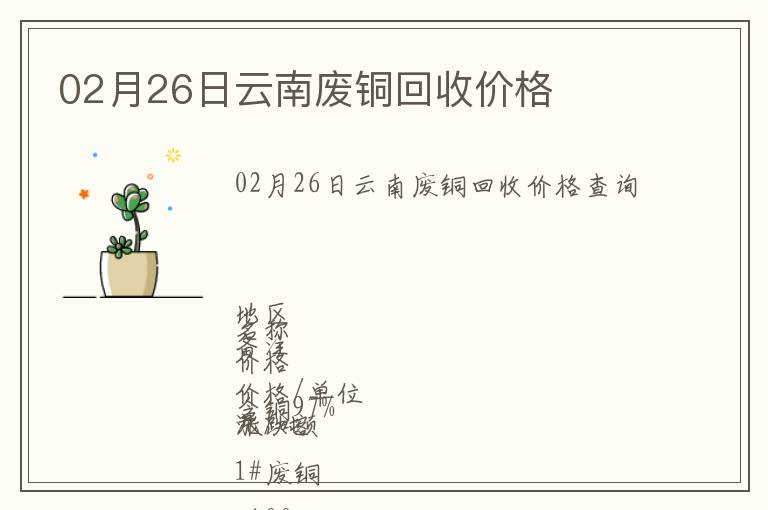 02月26日云南廢銅回收價(jià)格