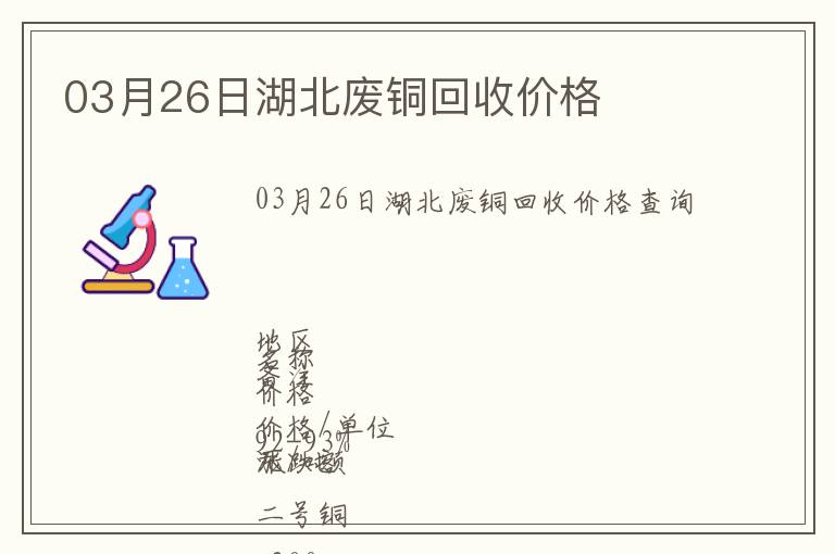03月26日湖北廢銅回收價(jià)格