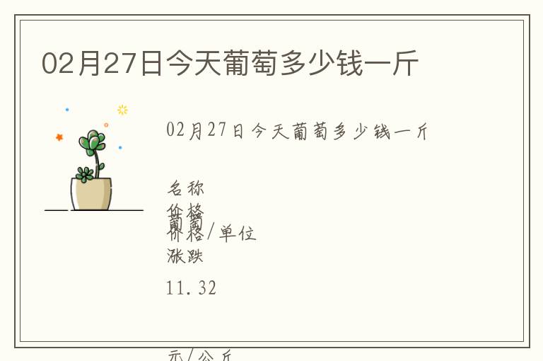 02月27日今天葡萄多少錢一斤