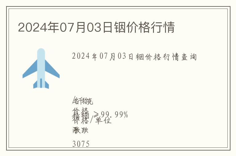 2024年07月03日銦價(jià)格行情