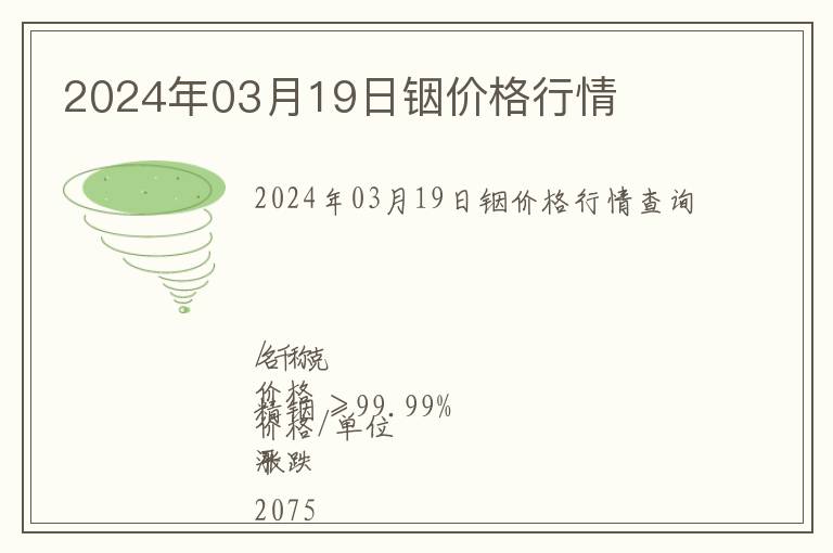 2024年03月19日銦價(jià)格行情