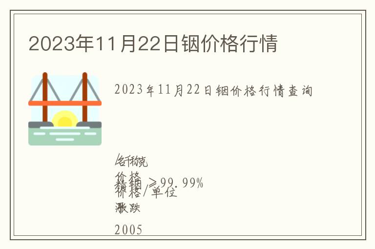 2023年11月22日銦價格行情