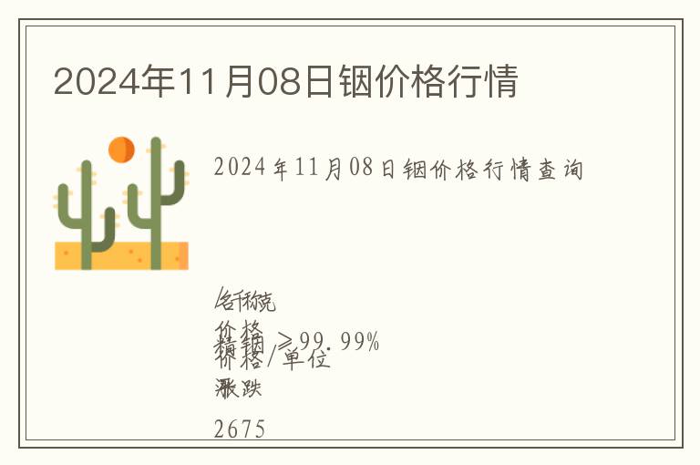 2024年11月08日銦價格行情