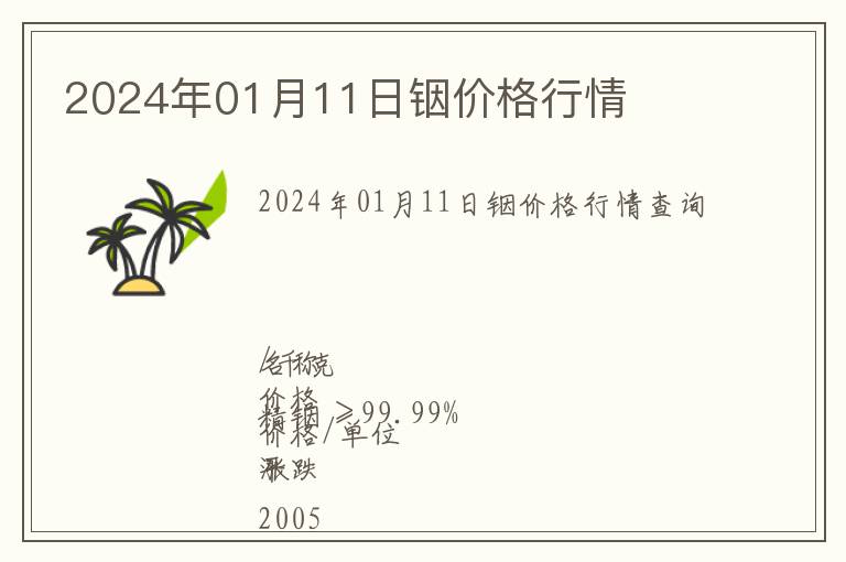 2024年01月11日銦價(jià)格行情