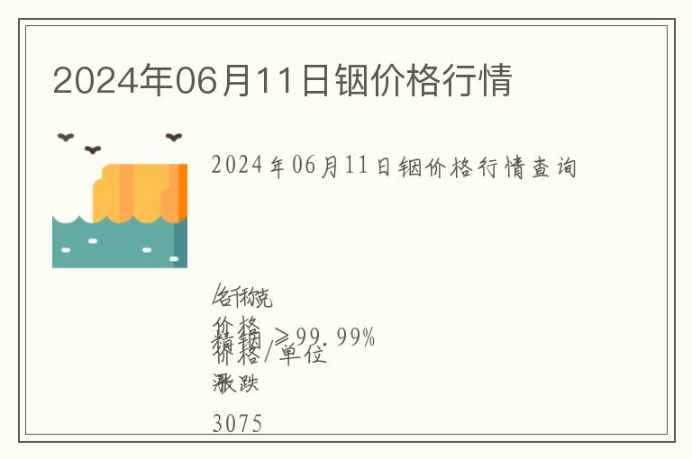 2024年06月11日銦價格行情