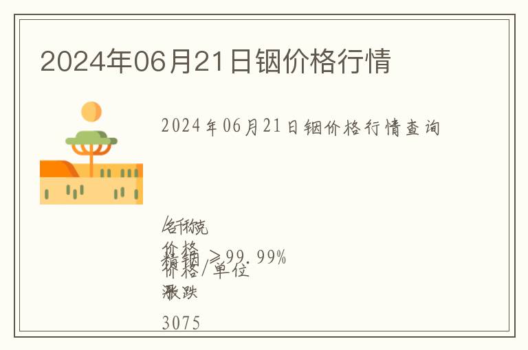 2024年06月21日銦價(jià)格行情