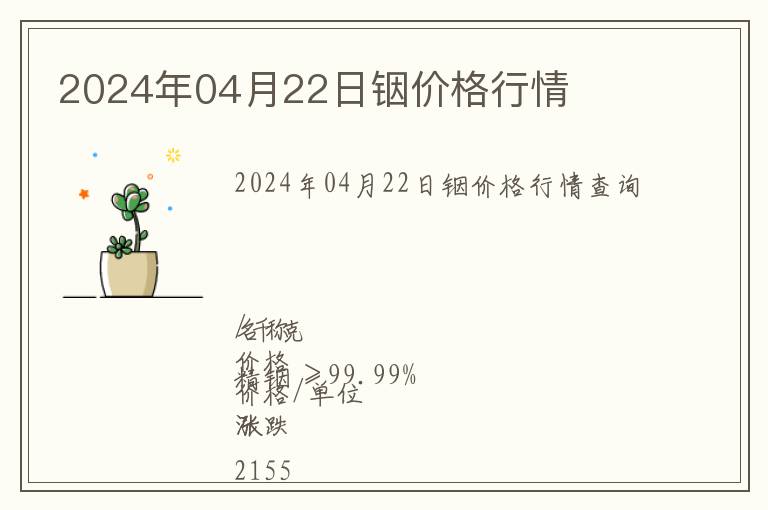 2024年04月22日銦價格行情