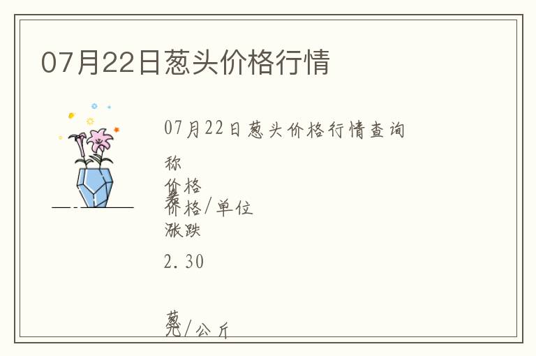 07月22日蔥頭價(jià)格行情