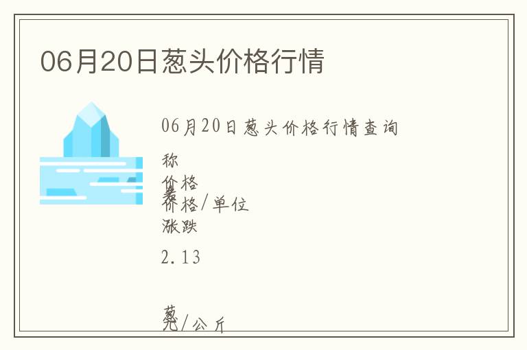 06月20日蔥頭價格行情