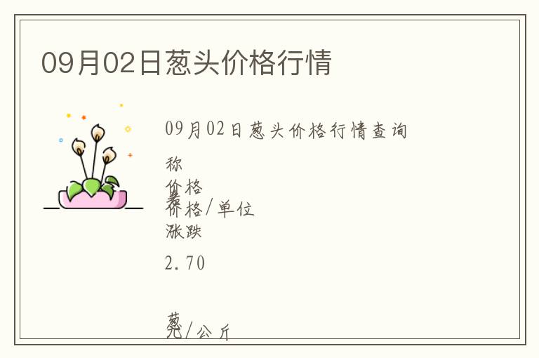 09月02日蔥頭價格行情