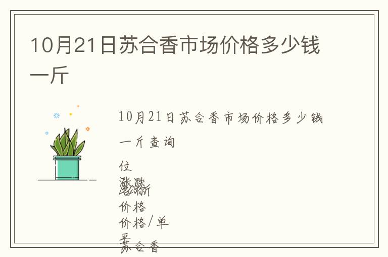 10月21日蘇合香市場價格多少錢一斤