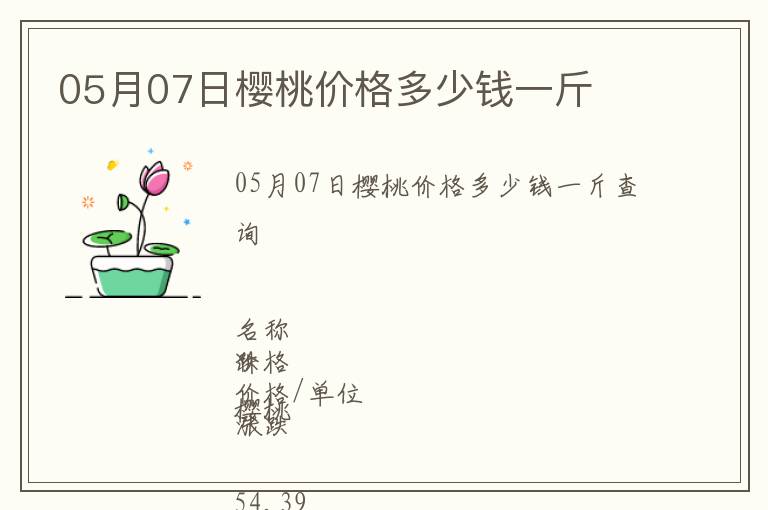 05月07日櫻桃價(jià)格多少錢(qián)一斤