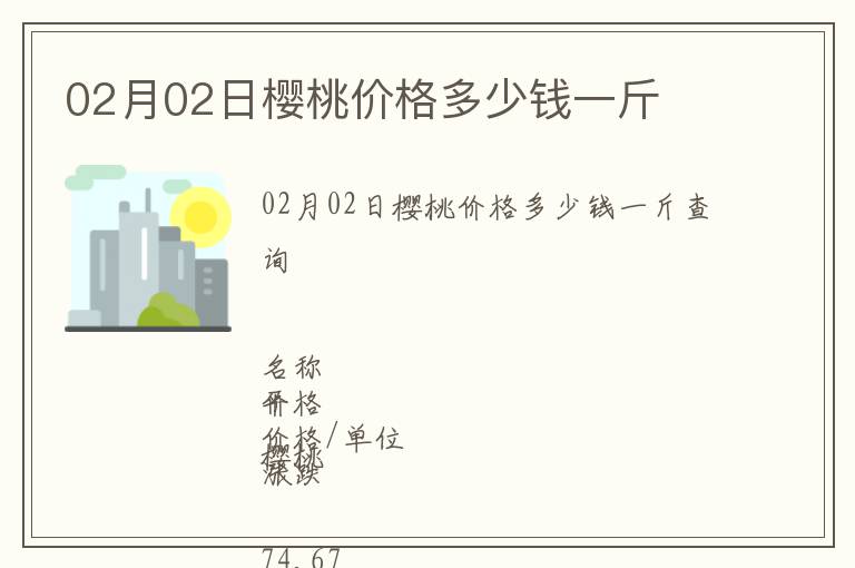 02月02日櫻桃價格多少錢一斤