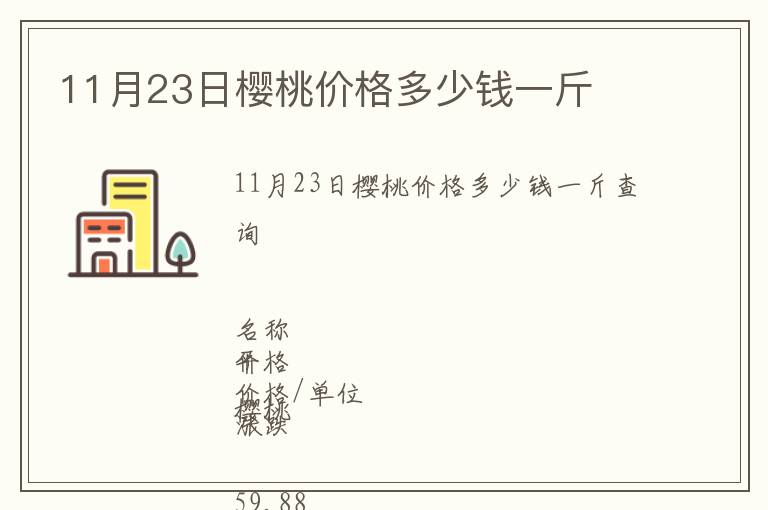 11月23日櫻桃價(jià)格多少錢一斤