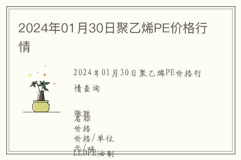 2024年01月30日聚乙烯PE價格行情