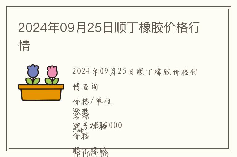 2024年09月25日順丁橡膠價格行情