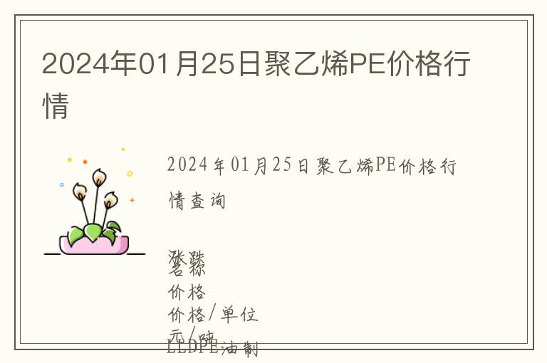 2024年01月25日聚乙烯PE價格行情
