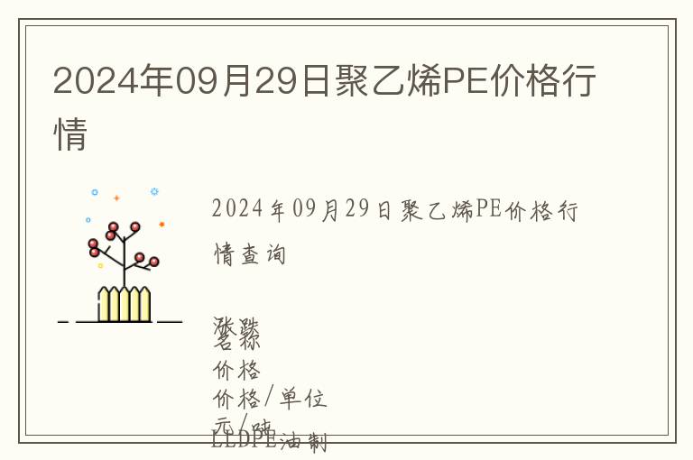 2024年09月29日聚乙烯PE價格行情