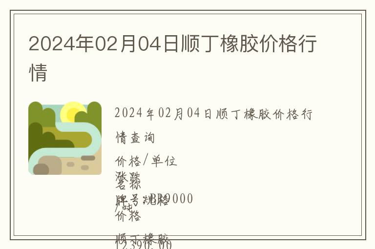 2024年02月04日順丁橡膠價格行情