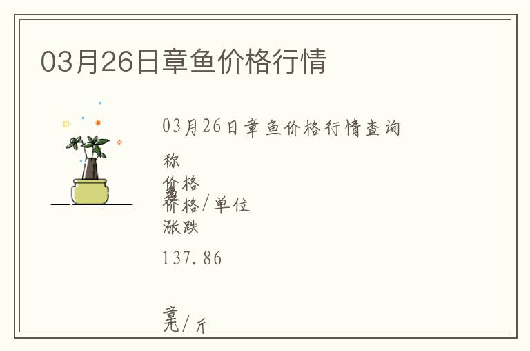 03月26日章魚價格行情