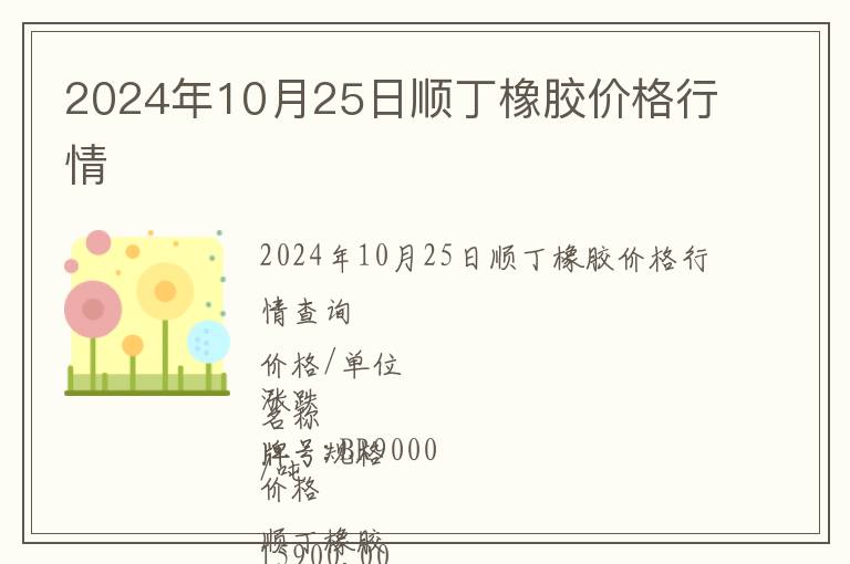 2024年10月25日順丁橡膠價(jià)格行情