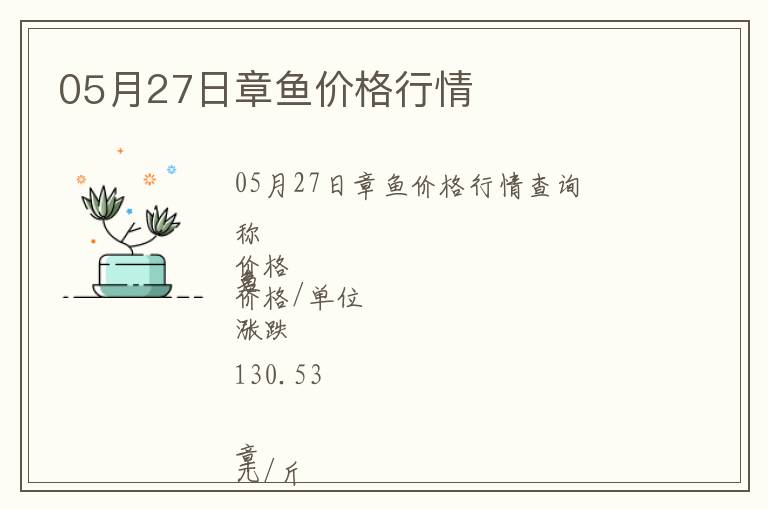 05月27日章魚價(jià)格行情