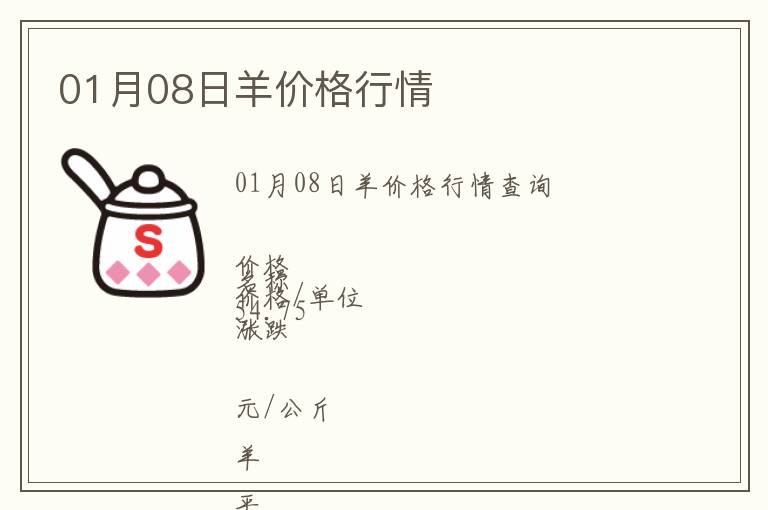 01月08日羊價格行情