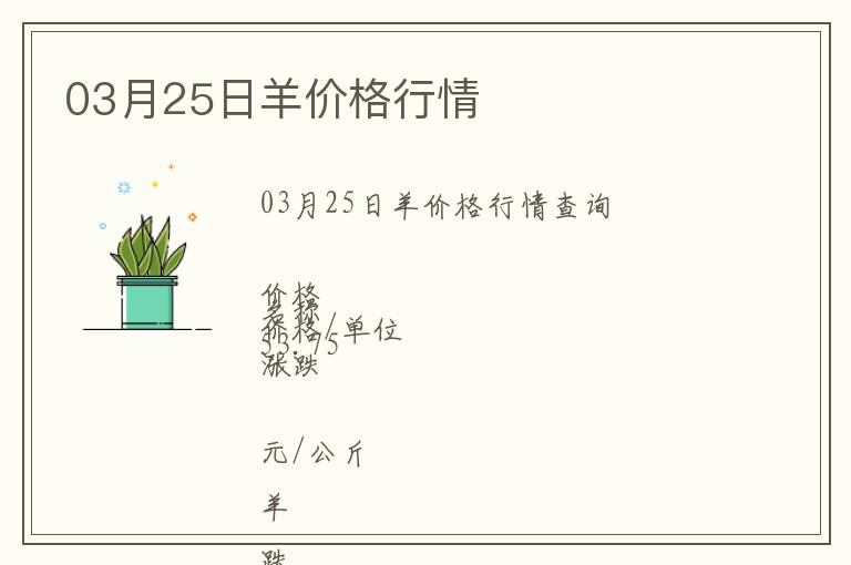 03月25日羊價(jià)格行情