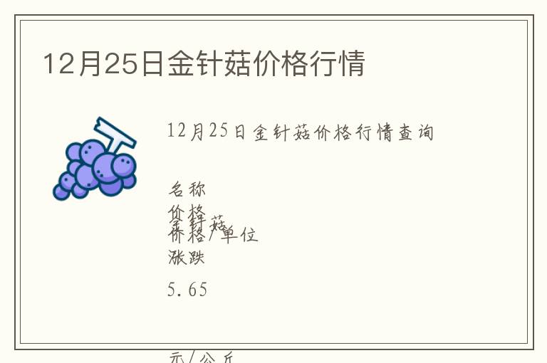 12月25日金針菇價格行情