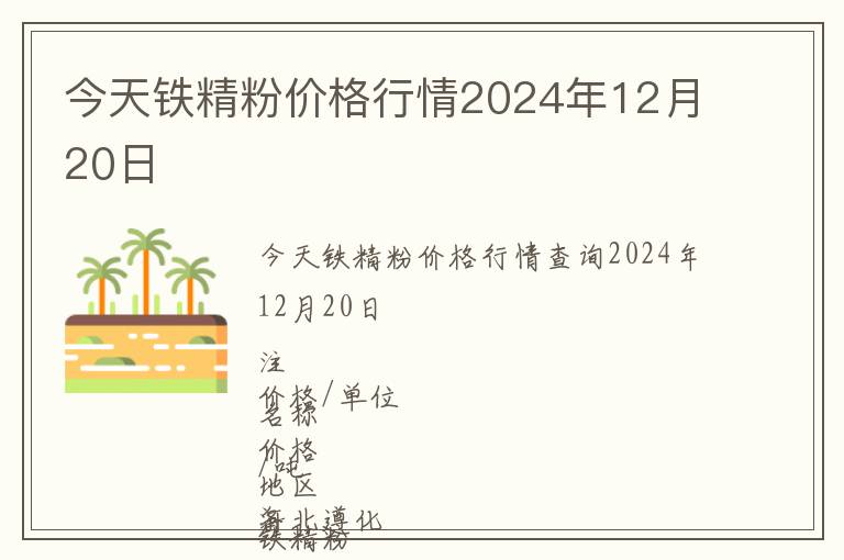 今天鐵精粉價格行情2024年12月20日