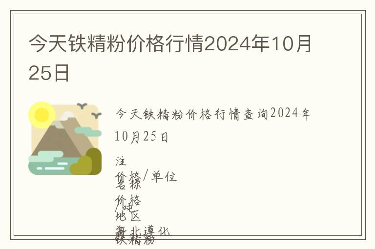 今天鐵精粉價(jià)格行情2024年10月25日
