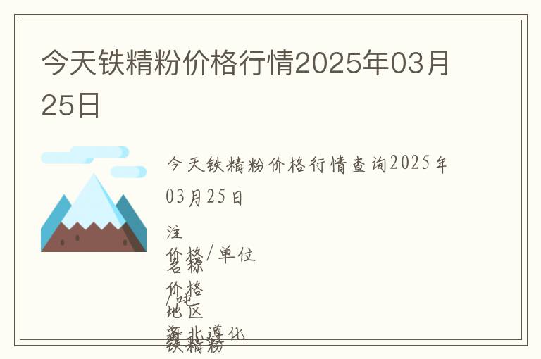 今天鐵精粉價格行情2025年03月25日