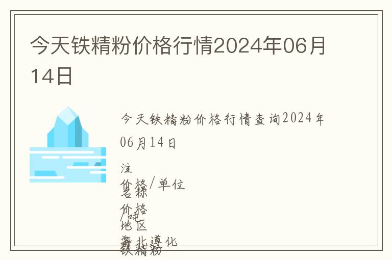 今天鐵精粉價(jià)格行情2024年06月14日