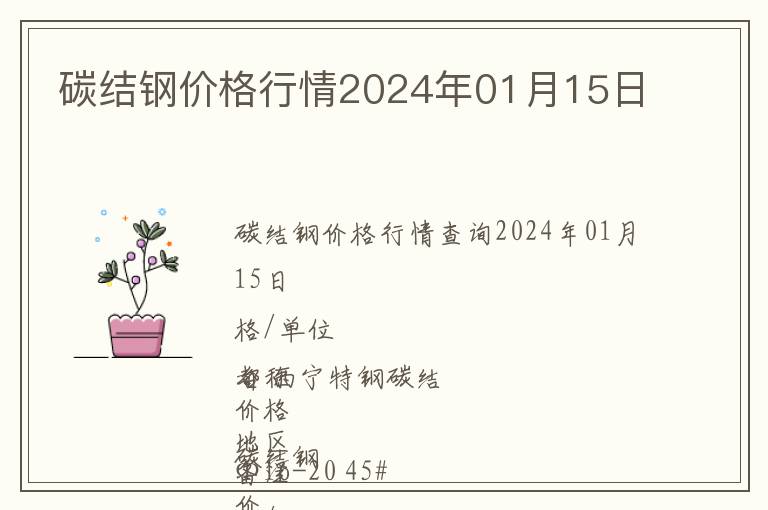 碳結鋼價格行情2024年01月15日