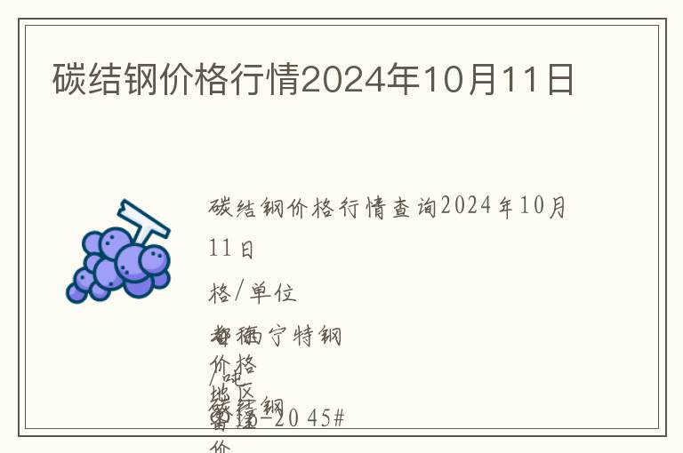 碳結(jié)鋼價格行情2024年10月11日