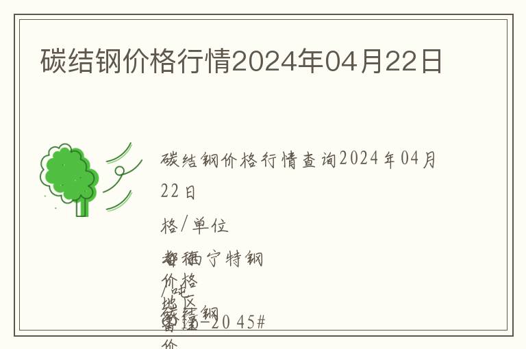 碳結鋼價格行情2024年04月22日